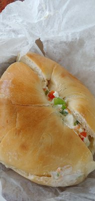 Fresh bagel with veg cream cheese