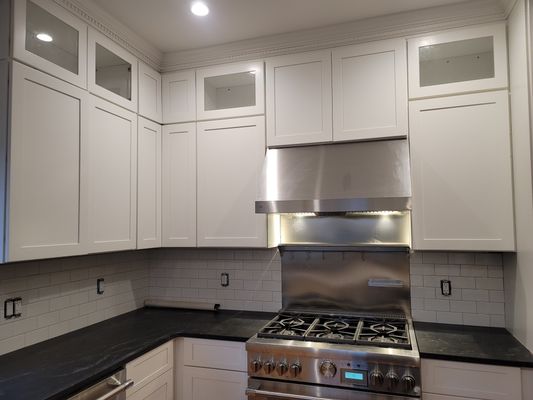 Kitchen cabinets and back splash