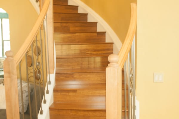 Complete Bamboo wood floors and Created railings.