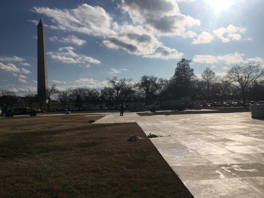 Flooring going down on the Ellipse in front of the White House in Washington D.C.