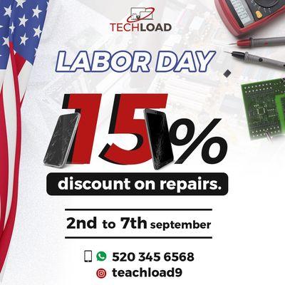 Labor Day sale: discounts on all smartphone and computer repair services.