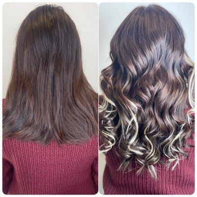 Extensions to add volume, length and pops of blonde