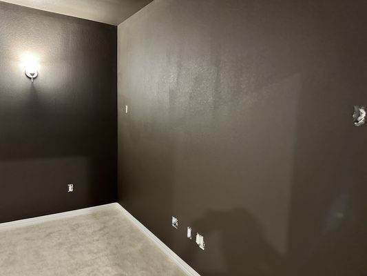 Home theater walls painted.