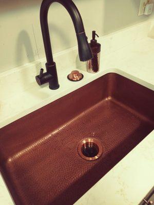 New copper sink installed