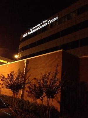 Back of building at night