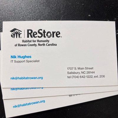 Nik's business cards.