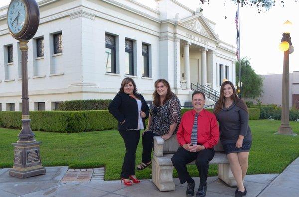 Doug Stephenson and his team in front of the historic Colton Library.