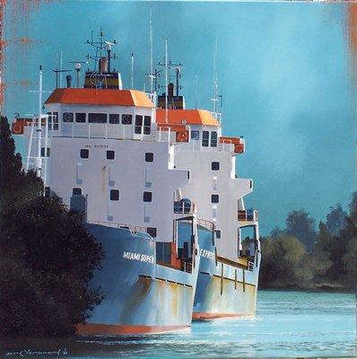 Beautiful painting of Antillean's Miami Super on the Miami River.