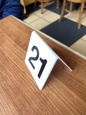 Number for table