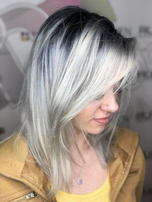 Platinum with a dark shadow root