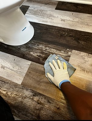 At times bathroom floors need to be cleaned by hand