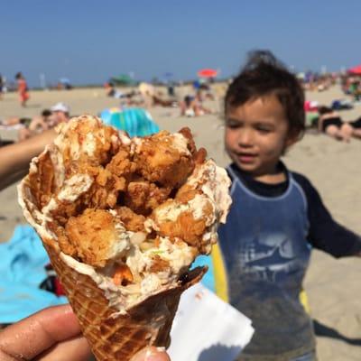 Fried Chicken in a Cheddar Cheese Waffle Cone from Brooklyn Star