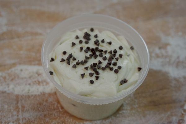 Luigi's secret recipe, one of kind Cannoli Cream with Chocolate Chips. Dive in!