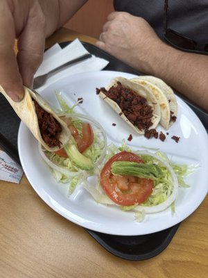 Taco especial with salad instead of rice and beans