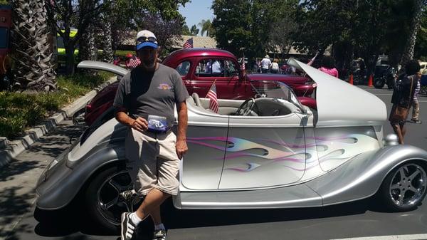 My friend Phil and his Rod. His pic is in the flyer for the July Saratoga car show.