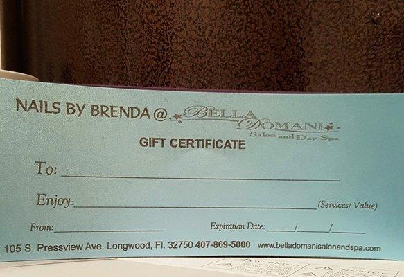 Gift Certificates Available