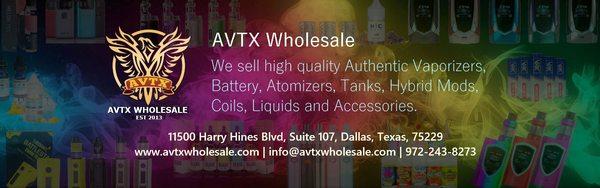 AVTX Wholesale is a B2B only wholesaler and supplier of Vape products, located in Dallas, Texas service all over USA.