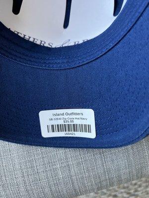 Hat price tag says $35