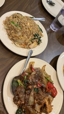 Drunken noodles and spicy thai fried rice