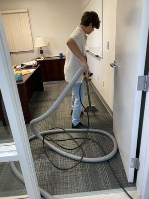 Steam clean nylon carpets in offices areas