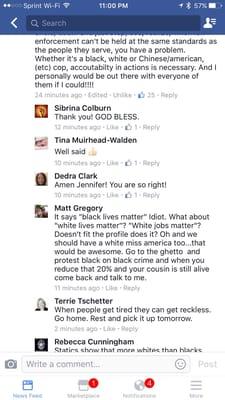 Matt Gregory, the owner's, racist Facebook comment.