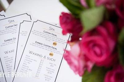 Our pretty menu, they helped fix the design and print them on a lovely linen card stock style paper!