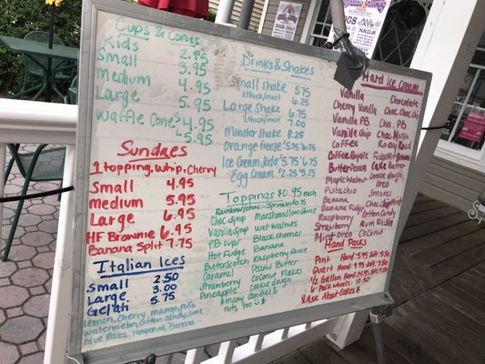 Sample menu board