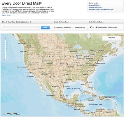 Use the USPS mapping tool to target your customers and generate unlimited FREE mailing lists.