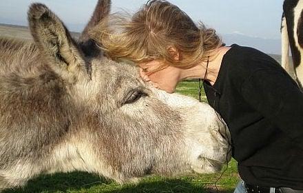 Colleen with Waylan, the Beautiful Burro I