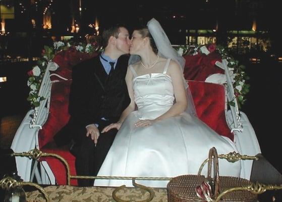 Newlyweds enjoy a peaceful ride after the ceremony.