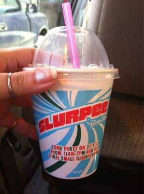 Free small slurpees today