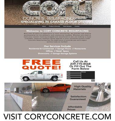 Coryconcrete.com is a local Fort Myers concrete resurfacing company. Ginsu Graphics built this site to help them present their services.