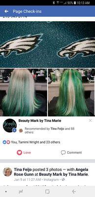 Eagles green champ colors with platinum blonde