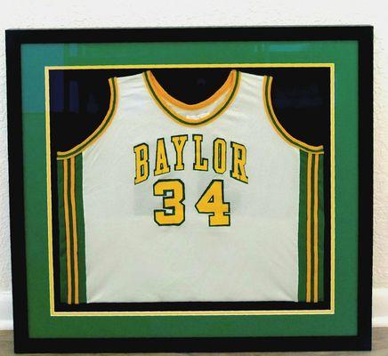 Baylor basketball jersey frame with mats.