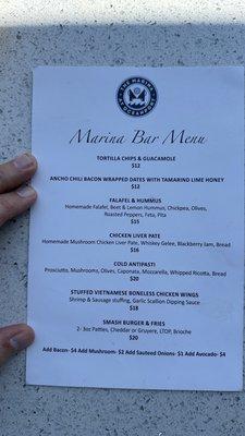 Bar Menu