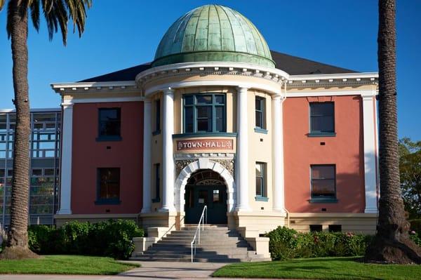 Colors and finishes for Emeryville city hall. Now the iconic color palette is part of the city's heritage.