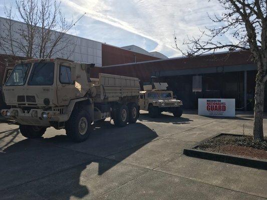 On this day we brought a few vehicles to Heritage HS to show the shop class.