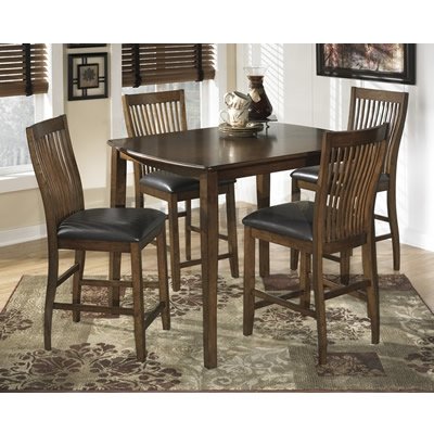 5 Pc.Rectangular counter height table Set .Comb-back bar stools are slightly curved and cushioned for comfort.