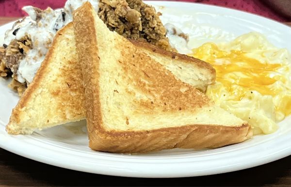 Chicken fried steak and Pimento cheese grits