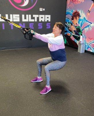 If you're below the age of 70, and can't perform a TRX Squat like her, we need to talk!