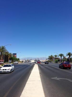 Looking North, up Rainbow Blvd from the center of the road@Chase bank!