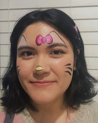 Hello Kitty face painting done at a private party in Houston, Texas.