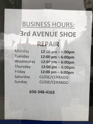 Updated Business Hours as of 10/8/2020