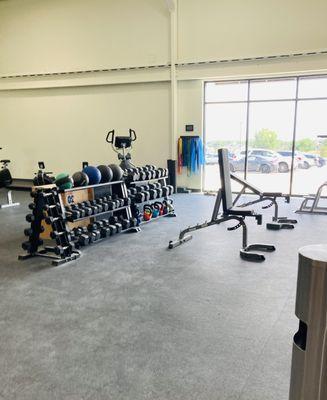 Weight room with an assortment of machines