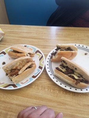 Steak & Cheese,  Teriyaki Chicken subs