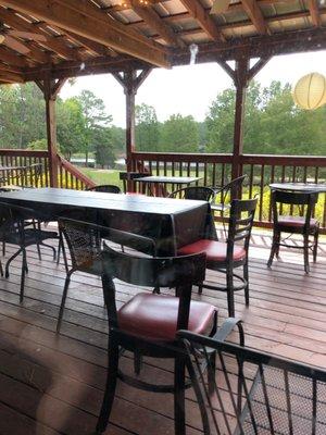 Patio with view of the lake