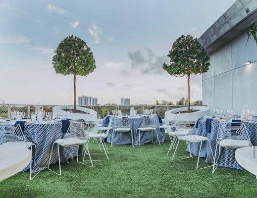 Banquet setting at Aventura Skybar.