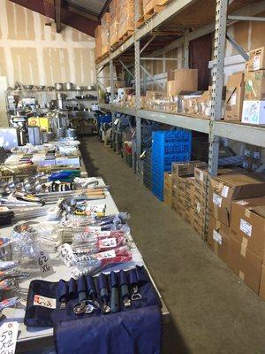 Lots of smallwares---utensils, flatware, glassware, prep tools, and more!!