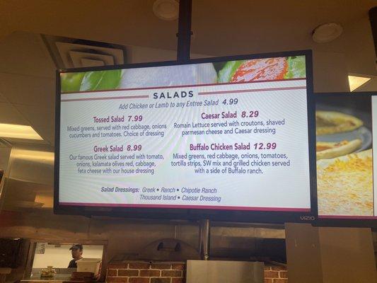 Salad menu