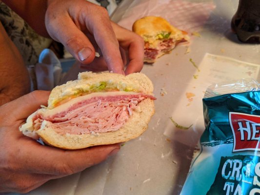 One of the ok sandwiches with ham.